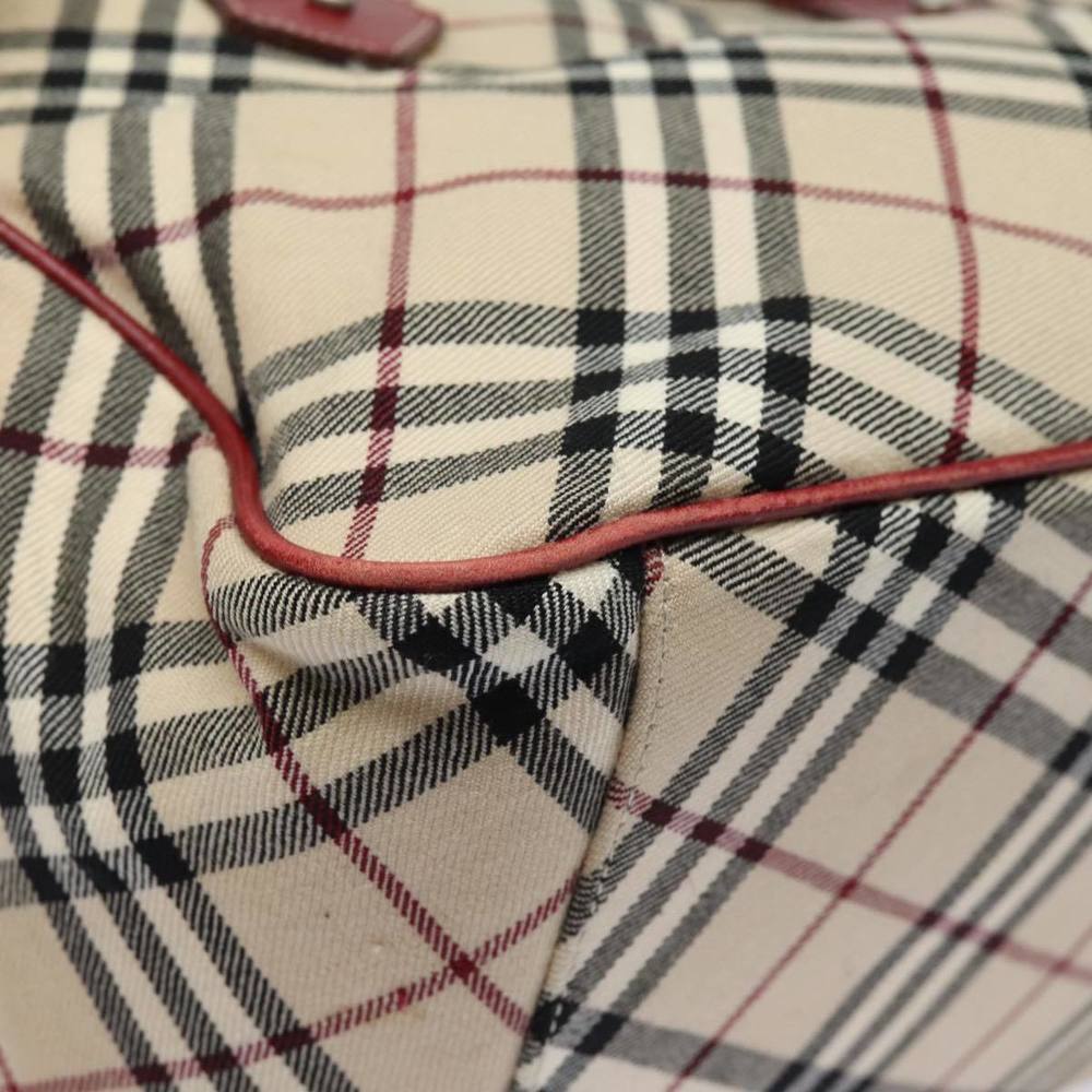 BURBERRY Nova Check Blue Label Hand Bag Canvas Beige Red Auth yk13174 - Picture 14 of 16